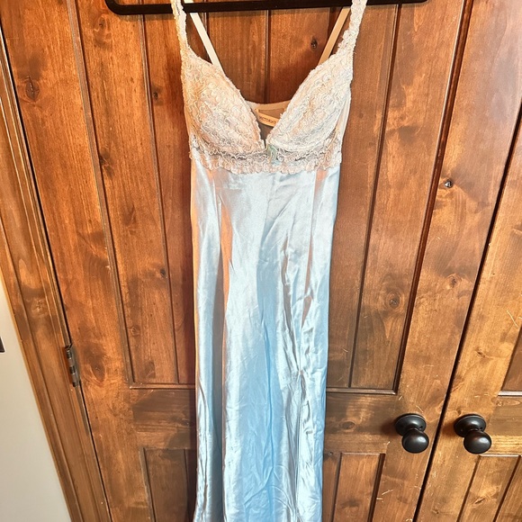 Victoria's Secret Other - Victoria's Secret Light Blue Satin Chemise with Lace